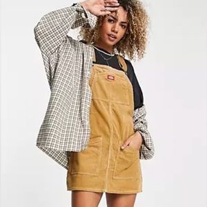 Dickies Girl Cord Overalls Dress in Tan
